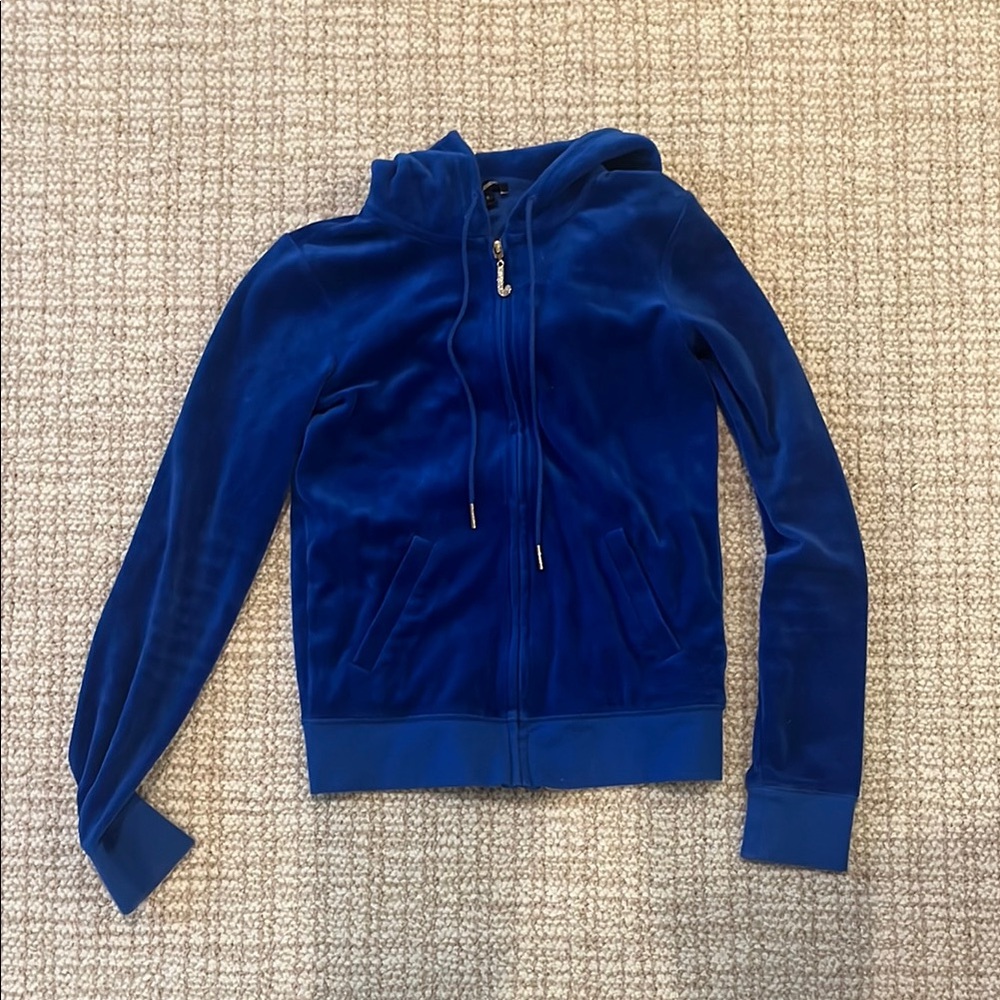 Juicy Couture Blue Velour Zip-Up Hoodie
